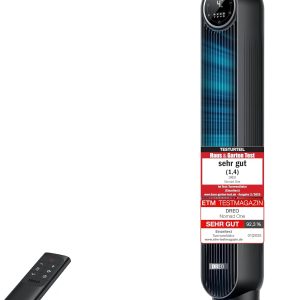 Dreo 20dB Quiet Tower Fan. 10m Throw, 4 Speeds, 4 Modes, 8-Hour Timer, 90° Oscillating Fan with Cooling, Remote Control for Bedroom. Nomad One. Black